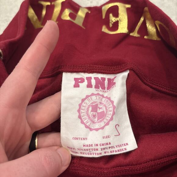 Victoria's Secret Pink Yoga Pants Womens Small Foldover Velour Straight Logo - Picture 3 of 10